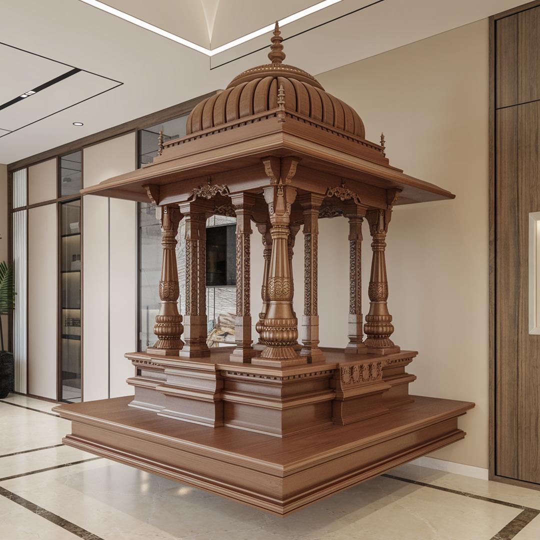 Floating Plywood Mandir Design