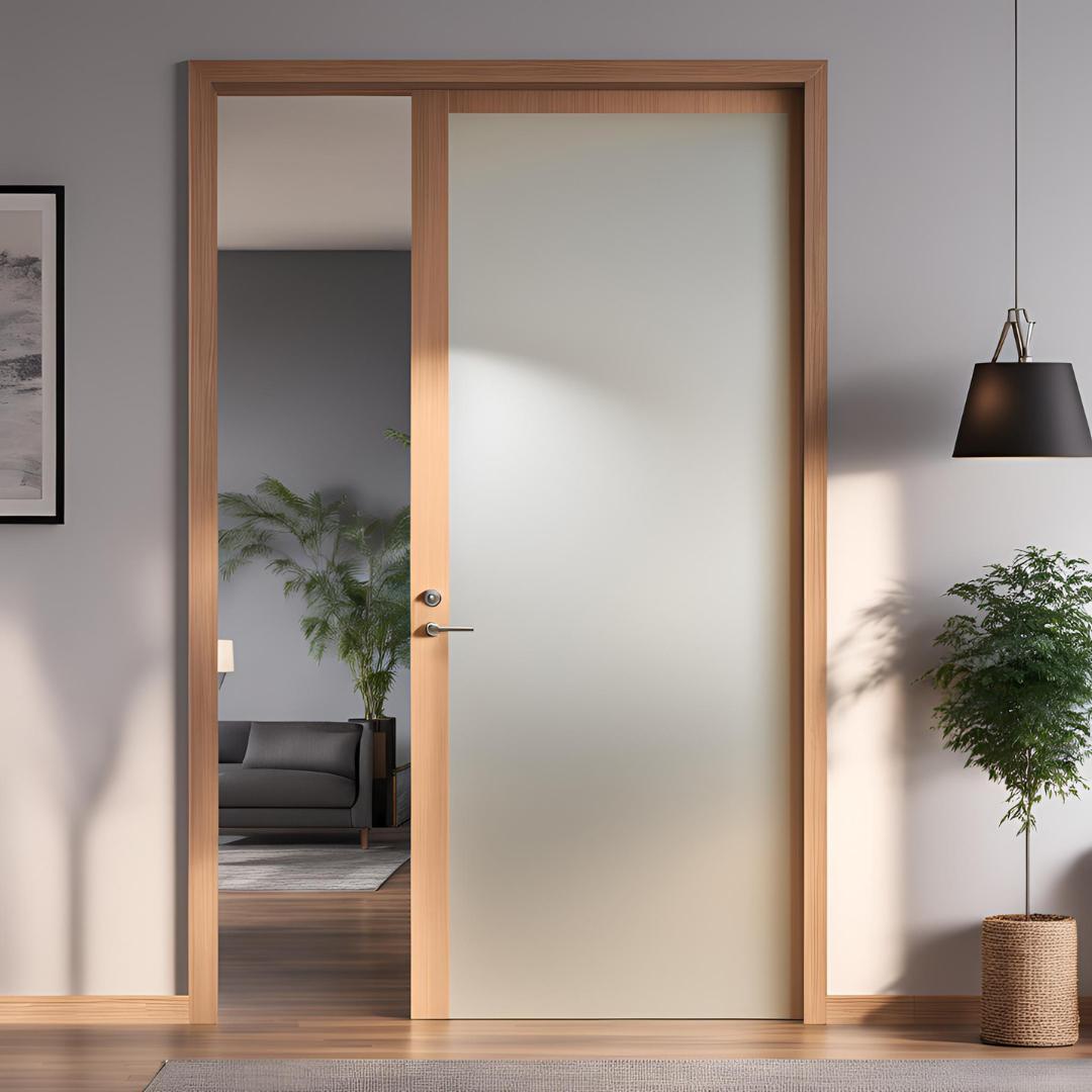 Frosted Glass Plywood Door