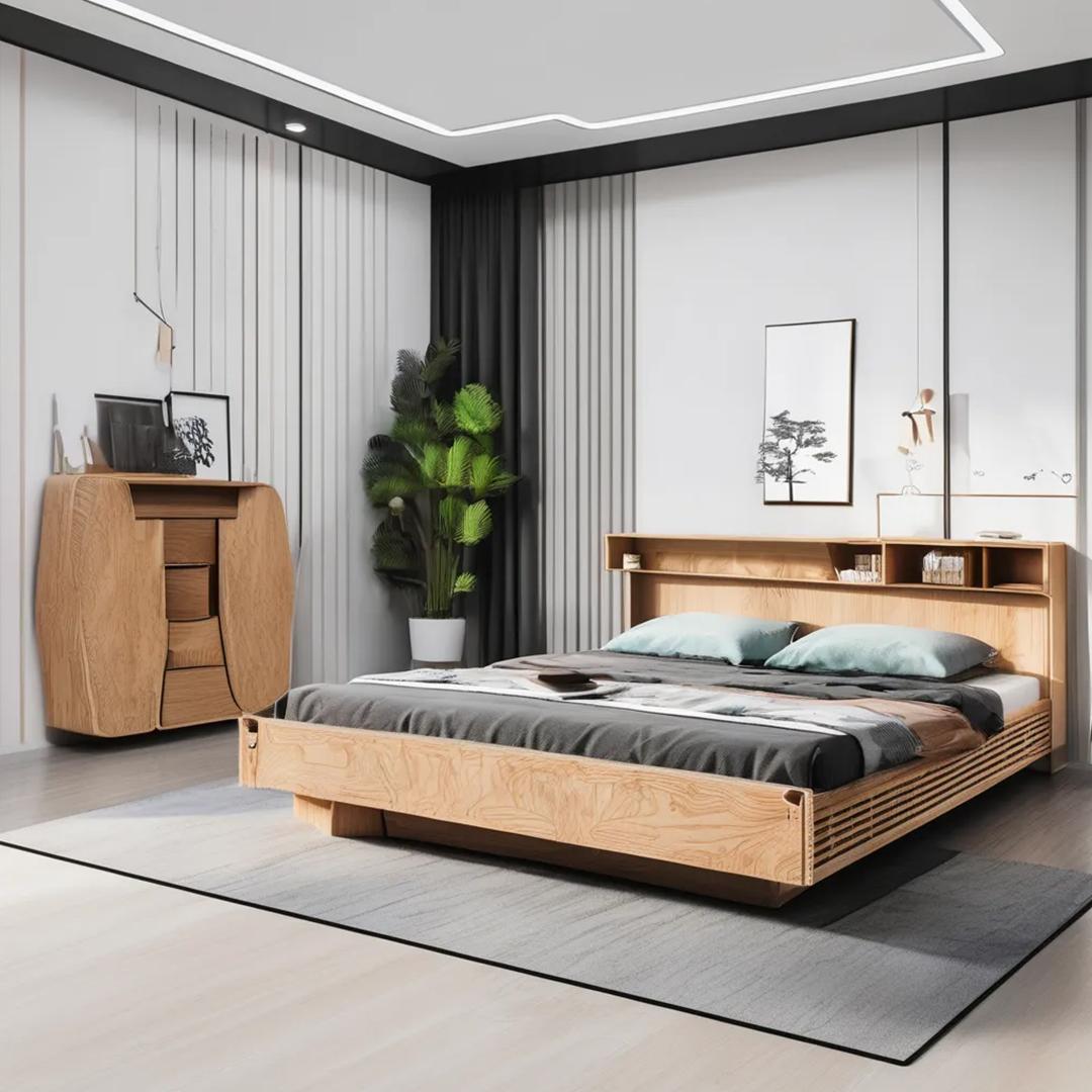 Plywood Double Bed Design