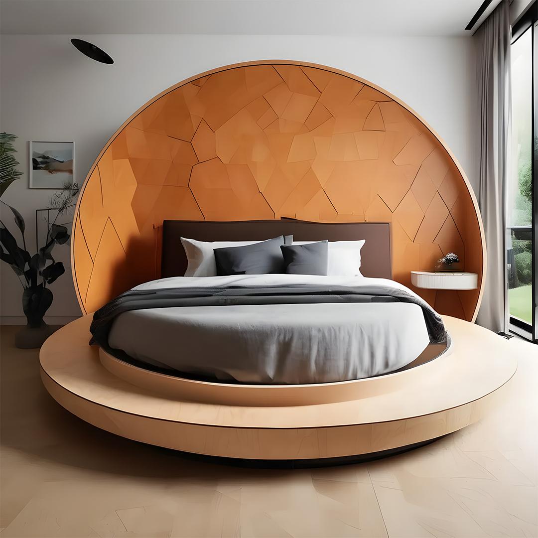 Round Shaped Plywood Bed Design