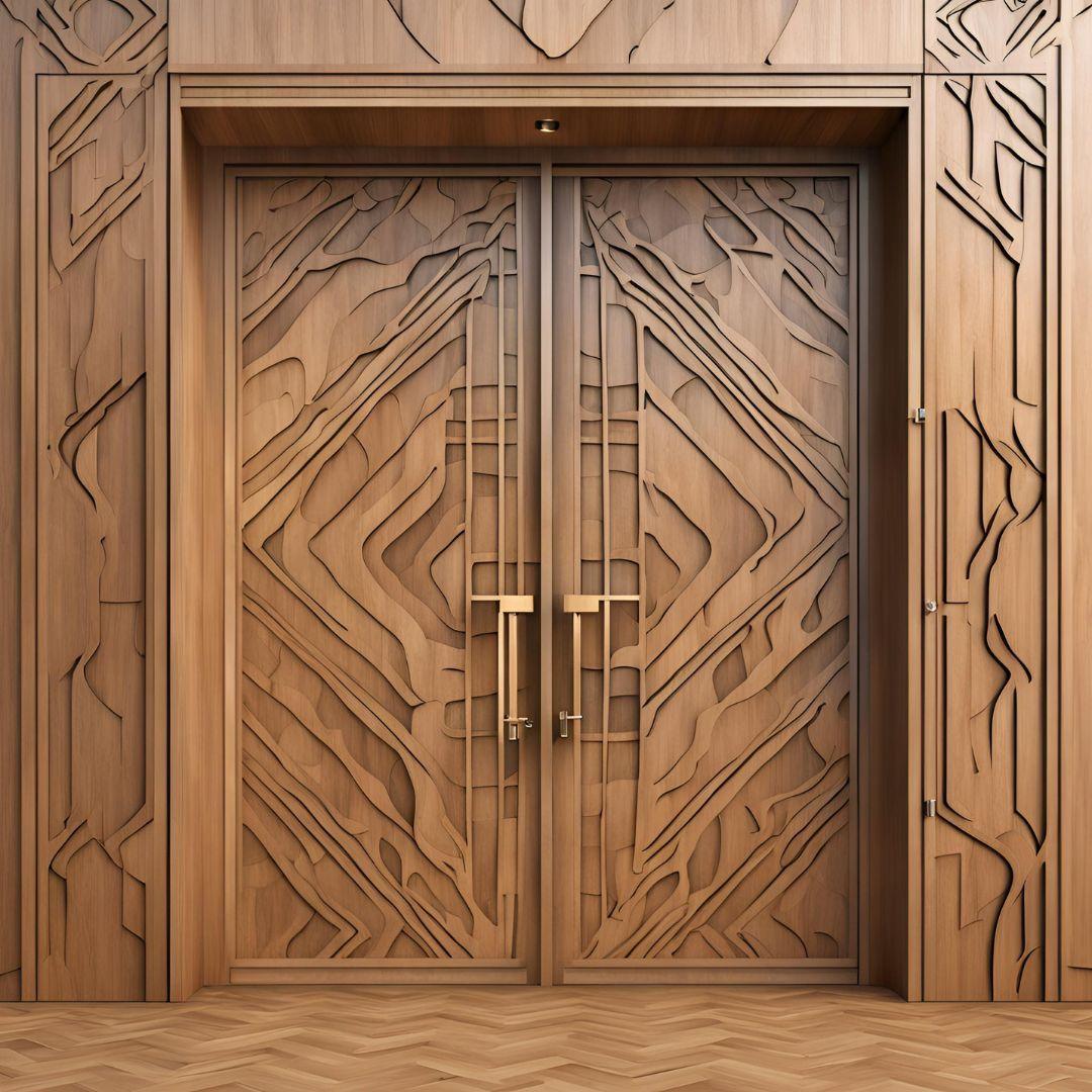 Abstract Plywood double door design