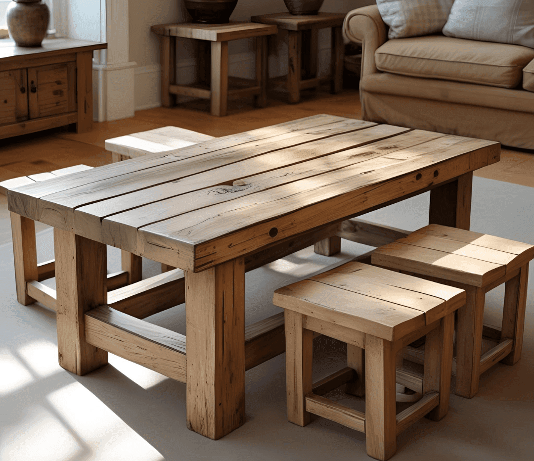 Coffee Table with Four Stools.png