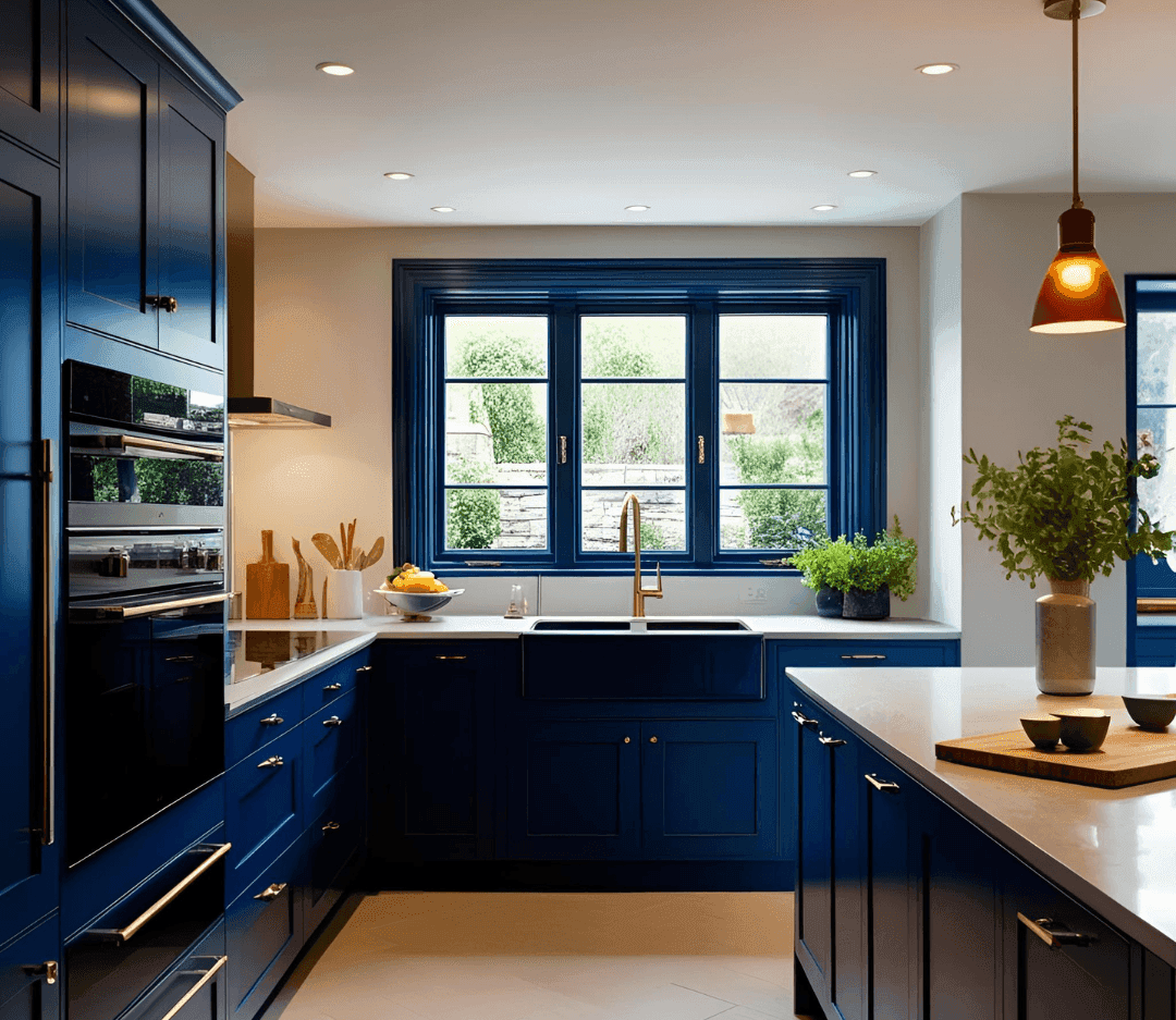 Kitchen Design Deep Blue + Navy Accents