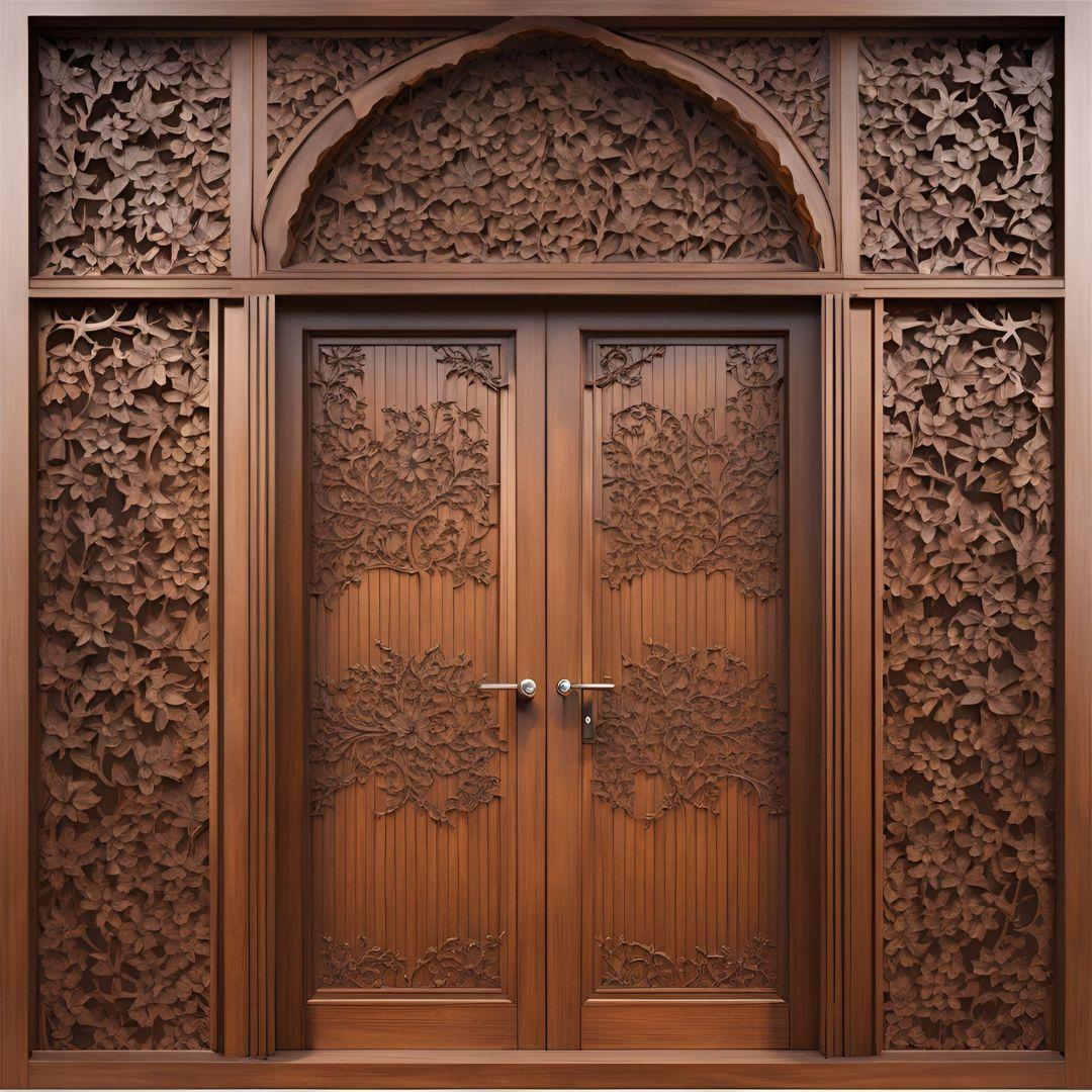 Floral Plywood Double door design