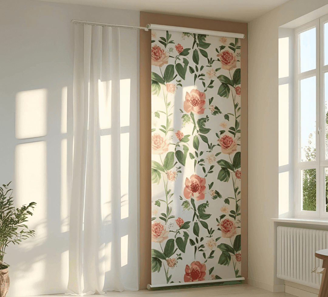 Floral Roller Hanging Sheet Partition