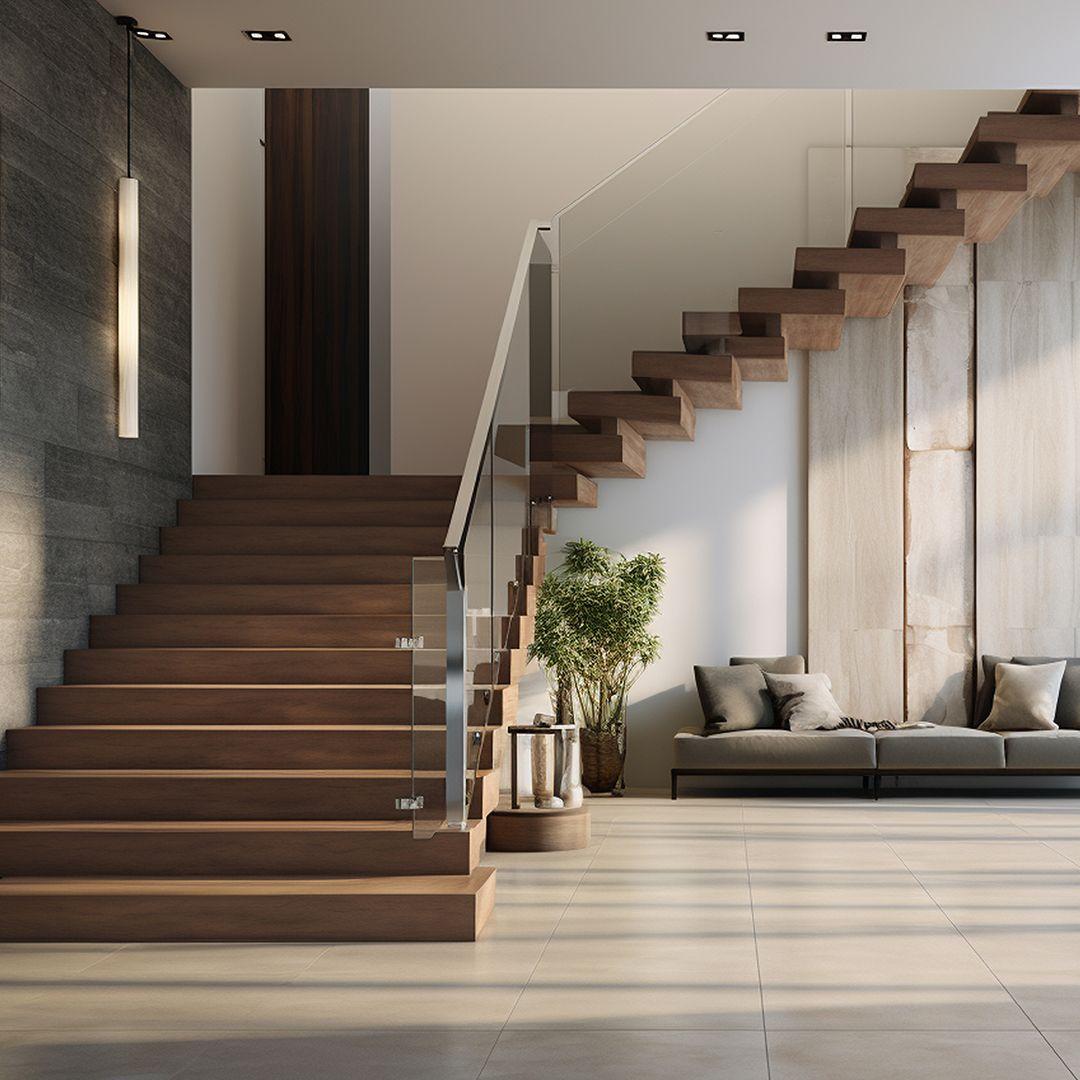 Glass-Wood Combination Staircase