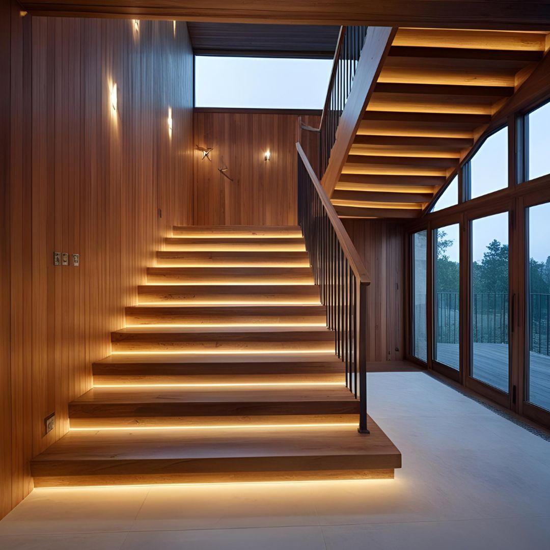 Illuminated Wooden Staircase