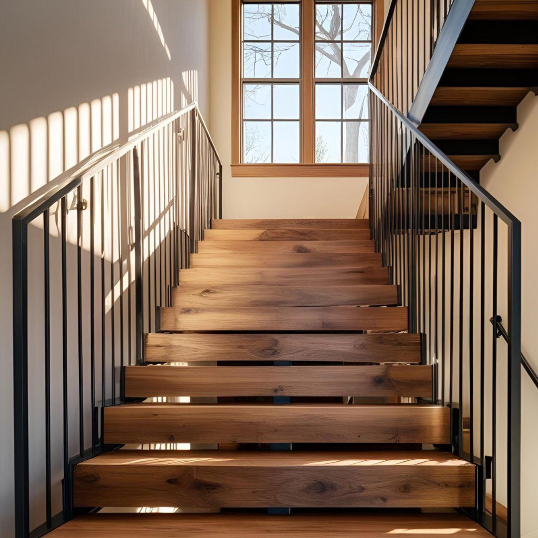 Metal-Framed Wooden Stairs