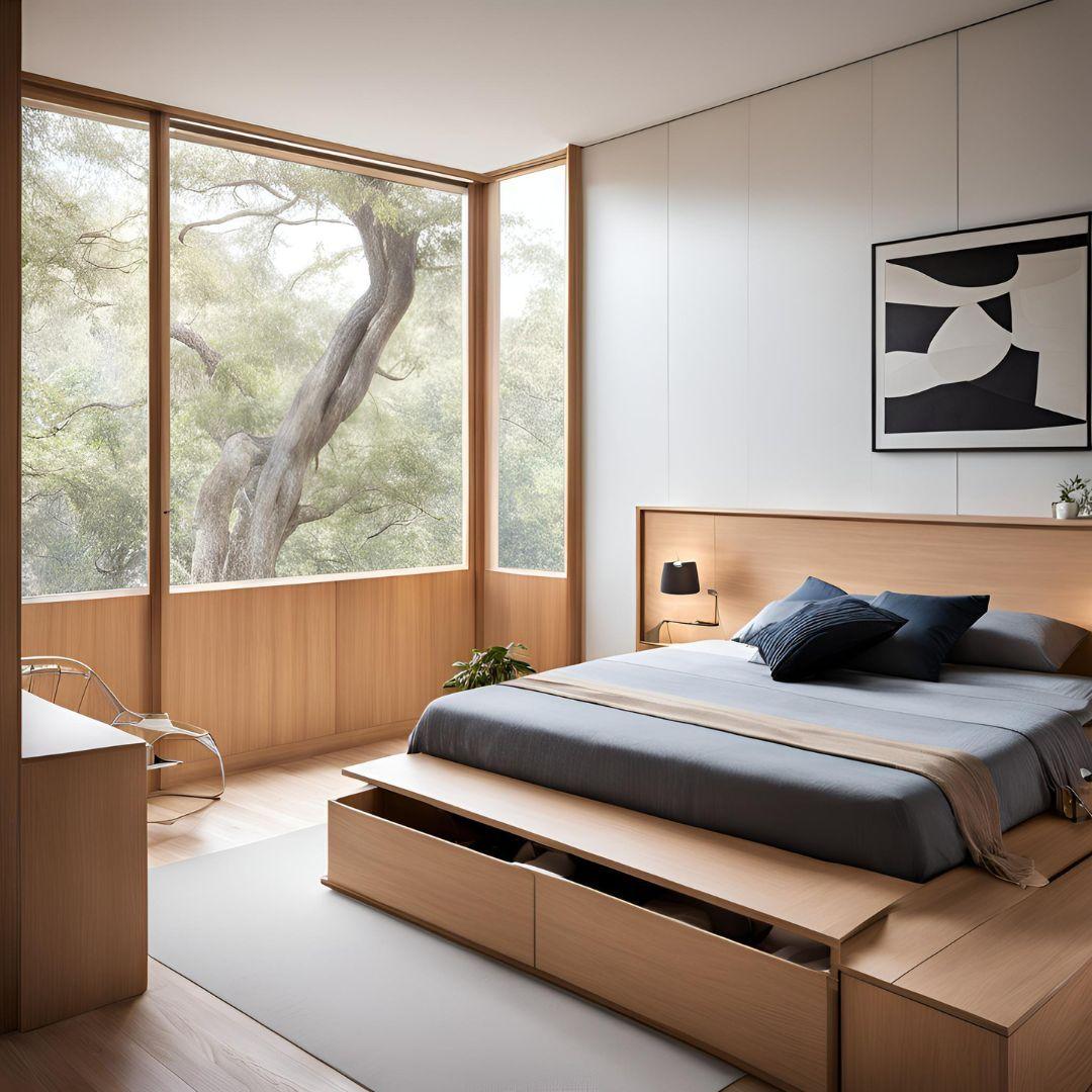 Plywood Double Bed Design With Storage