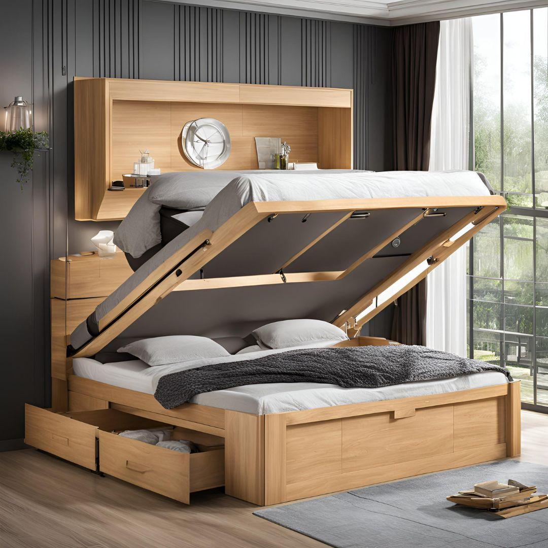 Plywood Hydraulic double box bed design