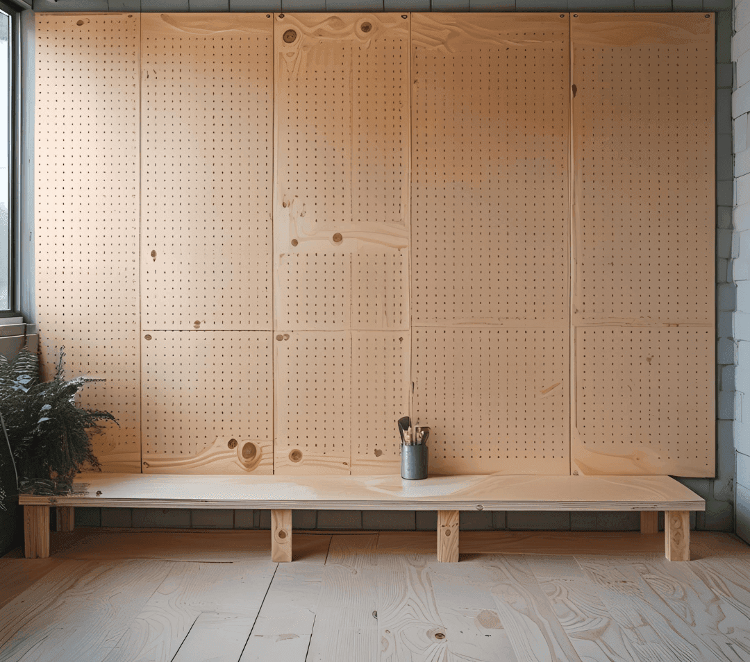 Plywood Pegboard Wall