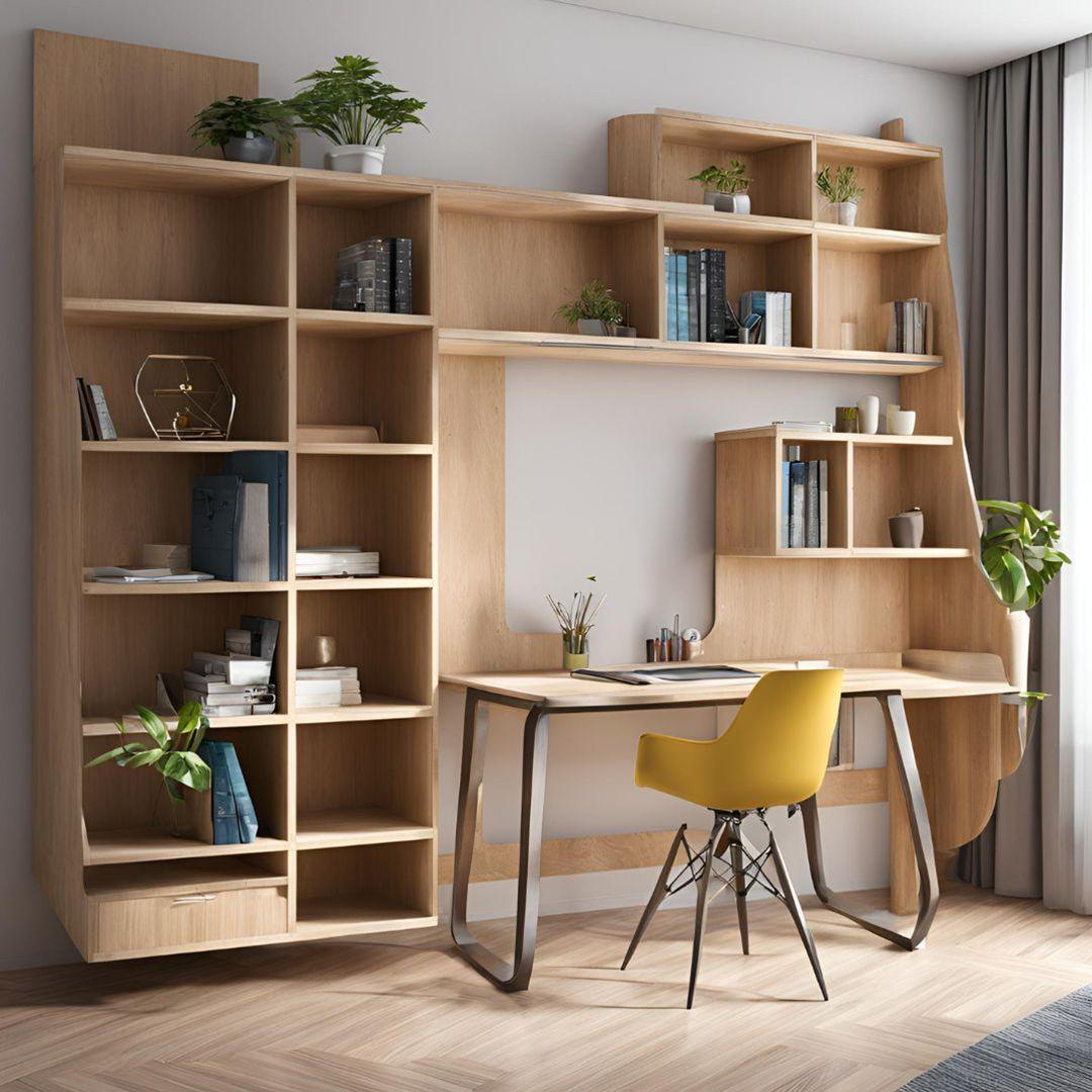 Plywood Study Table with Side Shelves