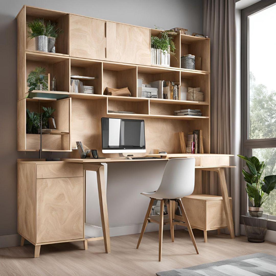 Plywood Study Table with Storage