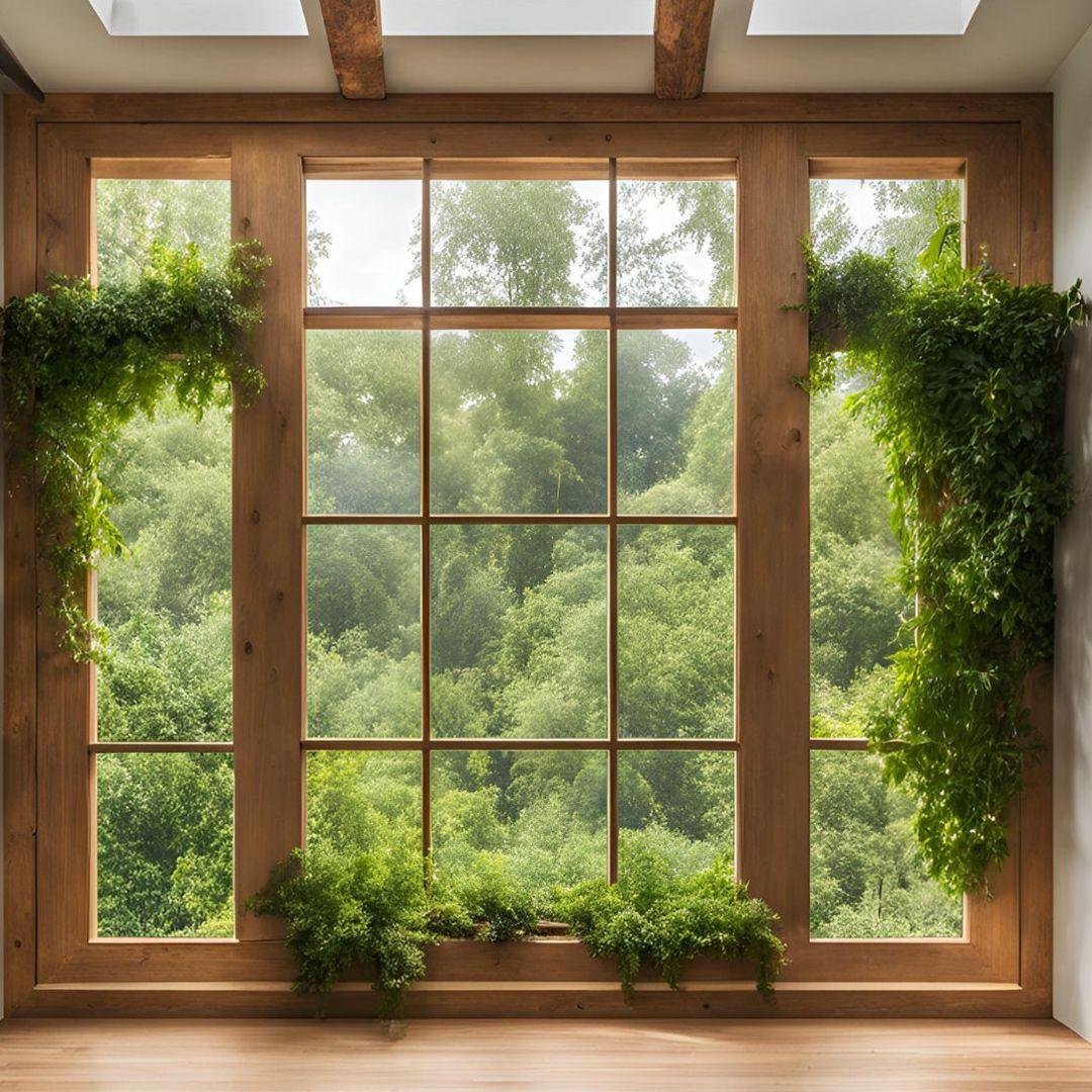 Plywood Wooden Window Design with Glass