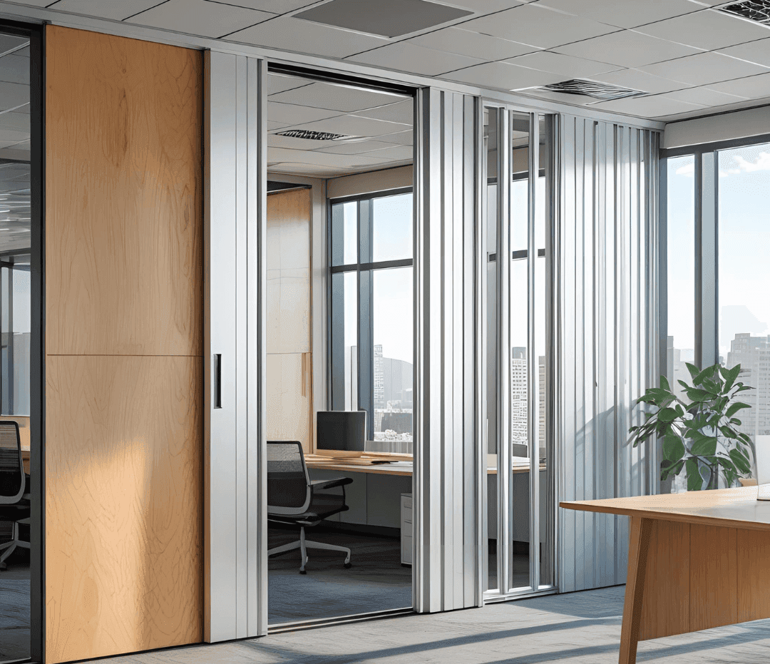 Sliding Aluminum and Plywood Partition