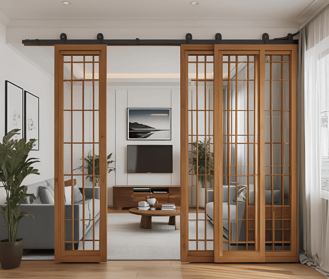 Sliding Living Room Wood Partition