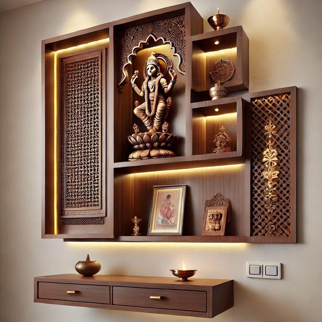 Wall-Mounted Puja Unit Design Ideas