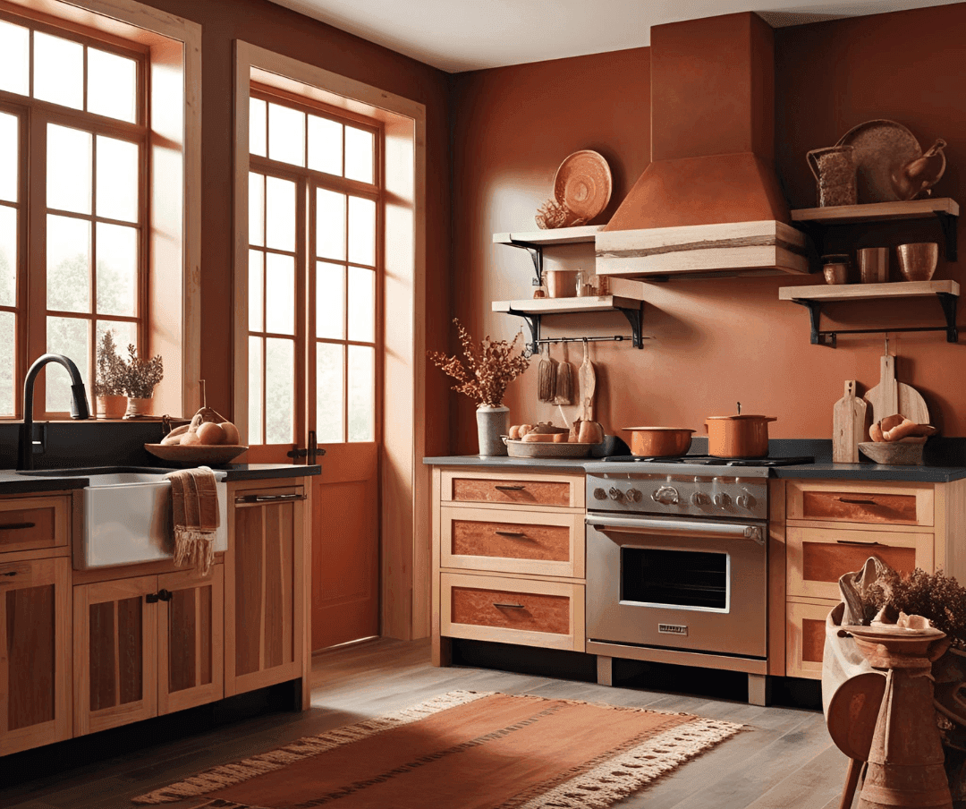 Kitchen Design Warm Earth Tones Terracotta and Rust