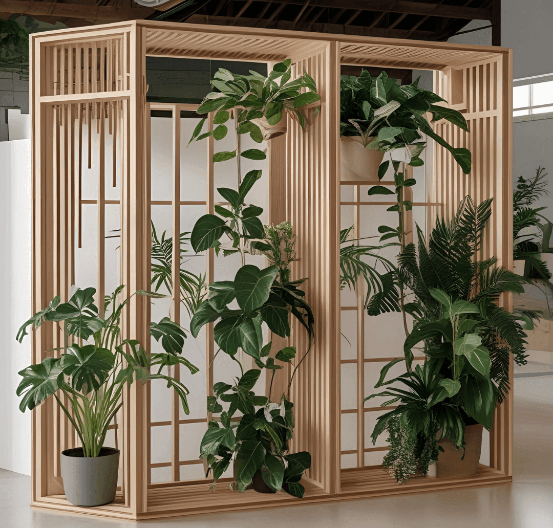Wooden Frame Partition with Plants