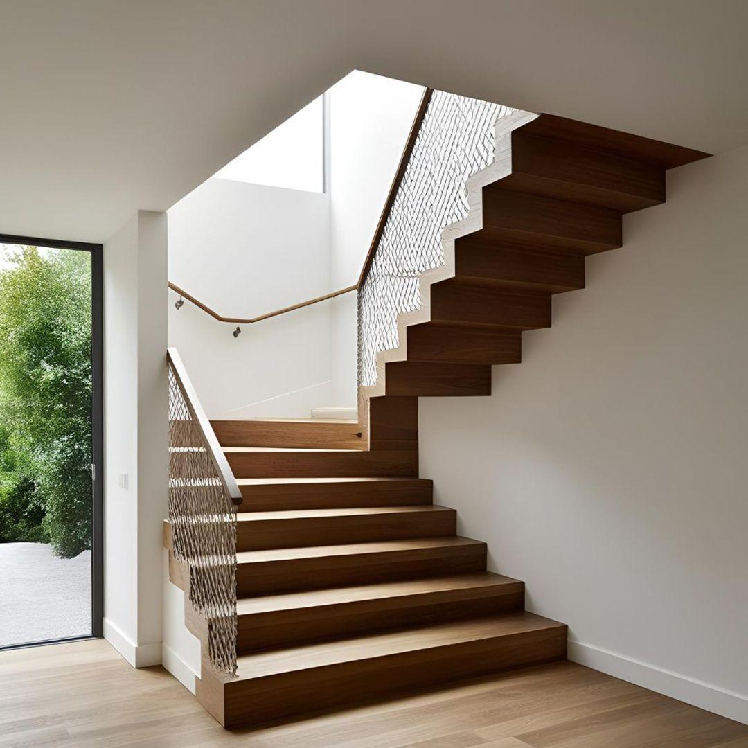 Zig-Zag Wooden Staircase