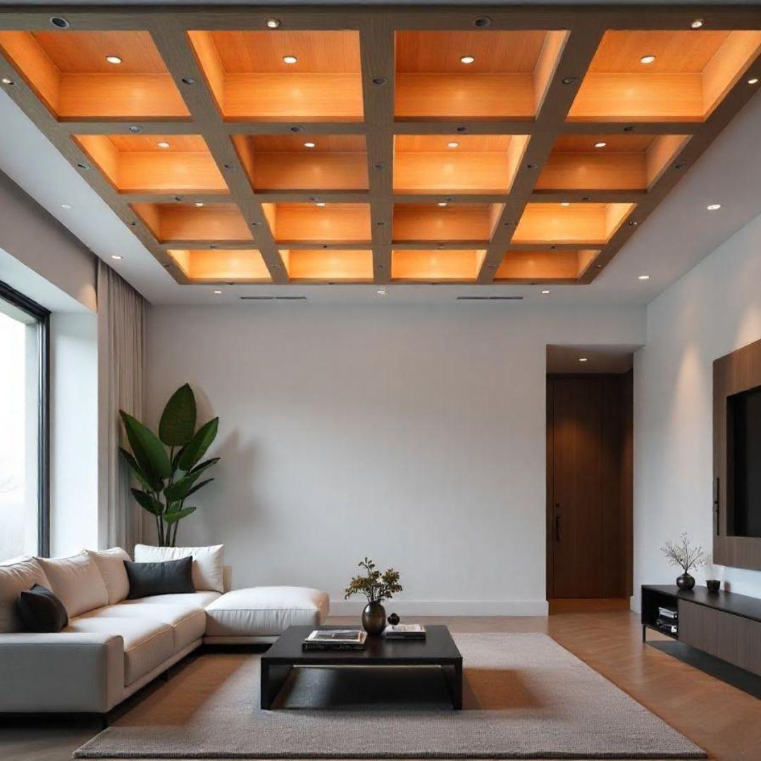 Grid Style Plywood Ceiling Design