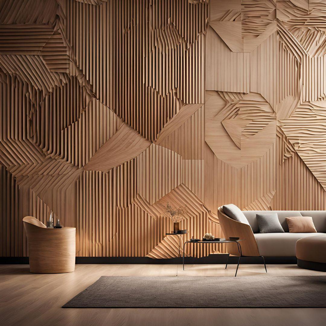 Geometric Plywood Wall Design