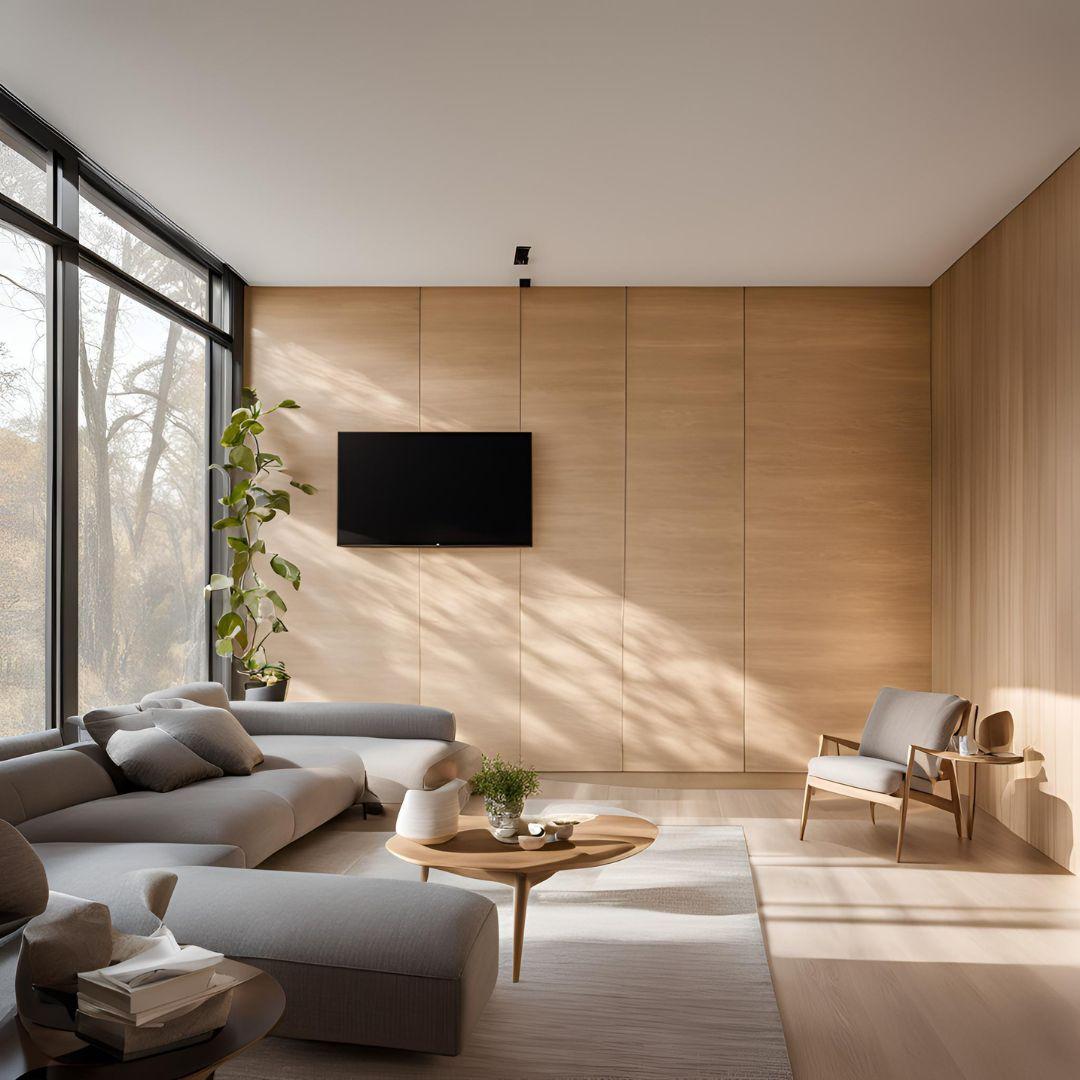 Oak Sanded Style Plywood Wall Design