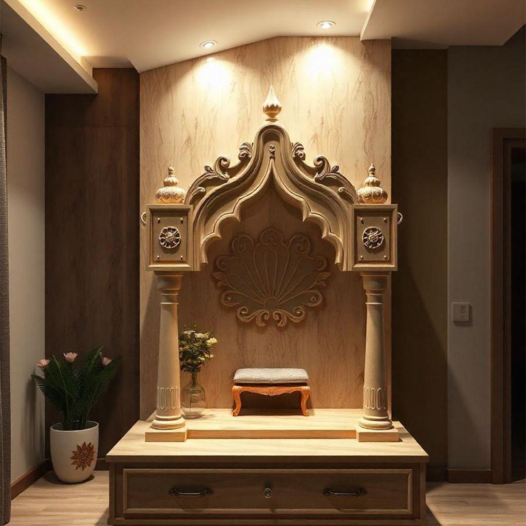 Vastu-approved plywood mandir design