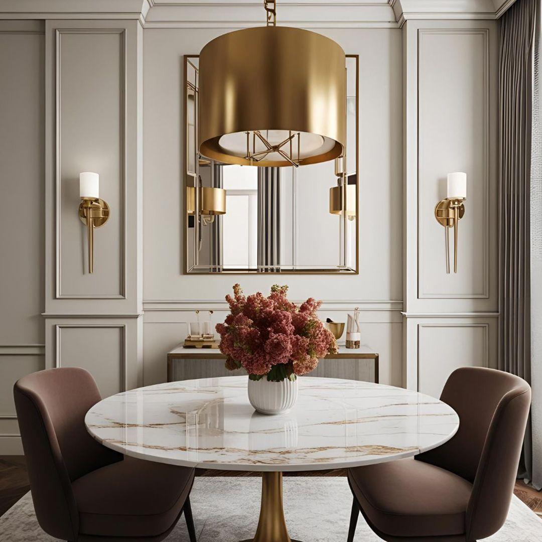2-seater Dining Room Design with Marble Top Table
