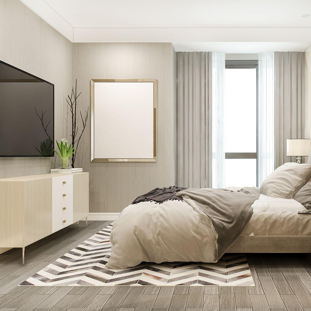A Modern Minimalist Bedroom with Modular TV Unit