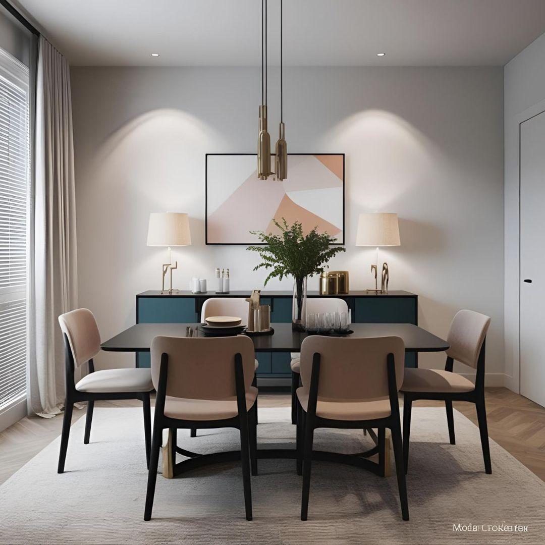 Modern Minimal Style Dining Room Design with Crockery Unit