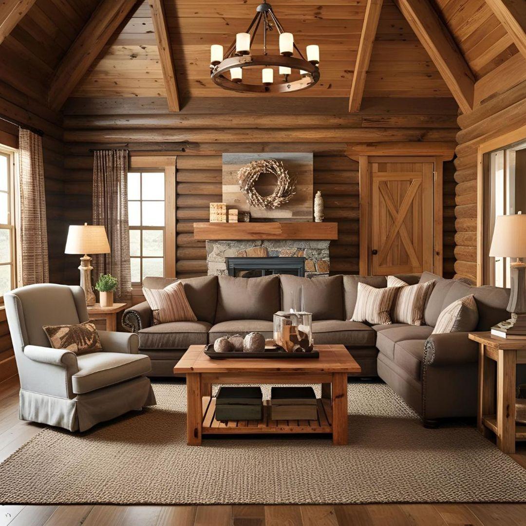 Rustic Living Room with Wooden Furniture and Décor
