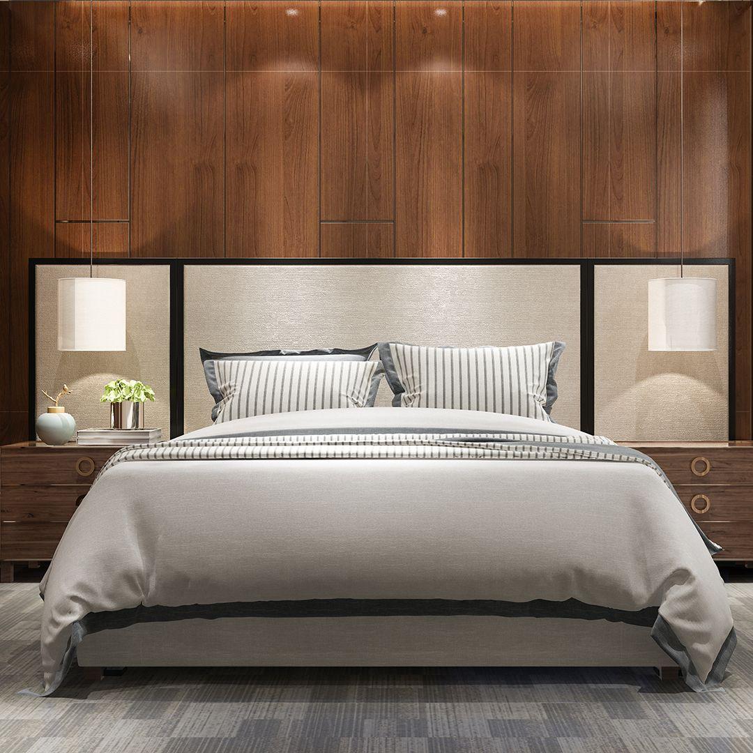 Simple and Elegant Bedroom in Grey and Wood