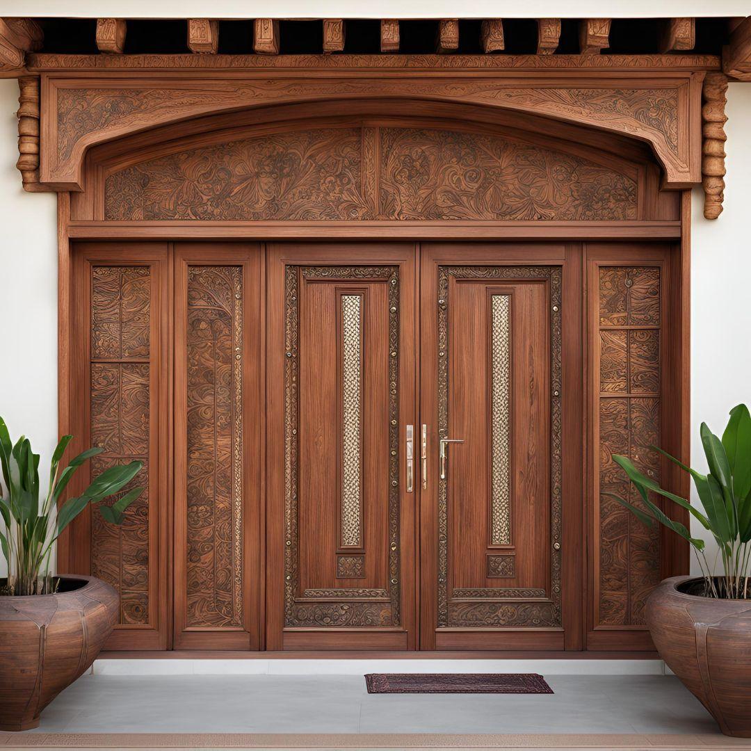 Traditional Indian Plywood Double Door Design